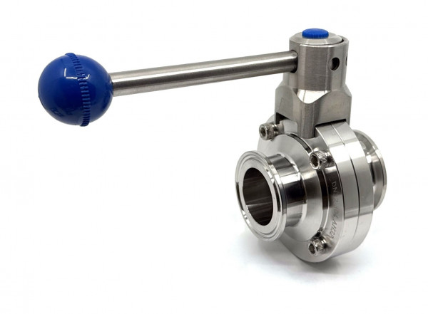Milchrohr-Scheibenventil beidseitig Clampstutzen DIN32676 V2A